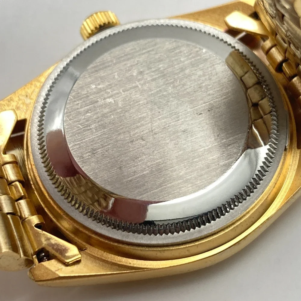 Geneva Men's Dress Watch 35mm Gold Tone Black Dial Date Bubble New Battery 7.75